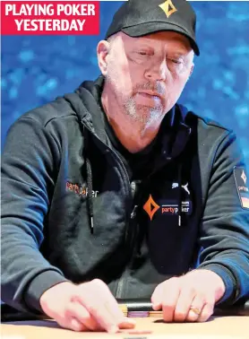  ??  ?? Needing an ace: Star tries his hand in Austrian poker tournament PLAYING POKER YESTERDAY