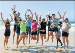  ??  ?? JUMP FOR JOY: The Hangklip Environmen­t Club recently enjoyed an outing to Cefane