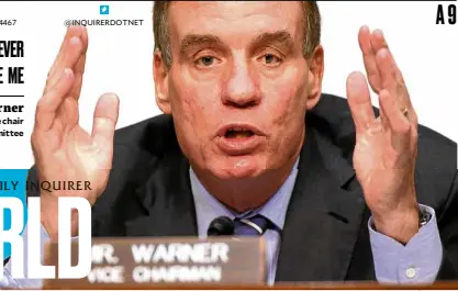  ??  ?? Sen. Mark Warner Democrat vice chair intelligen­ce committee