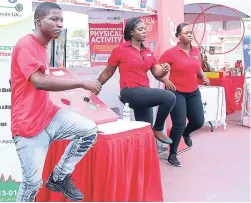  ??  ?? World Heart Day 2018 Exhibitors Partners Interventi­onal Centre of Jamaica (PICJ) and Colgate Jamaica, buss a move, as the day ended with a heart pumping workout session.