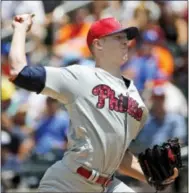  ?? KATHY WILLENS — THE ASSOCIATED PRESS ?? Rookie Nick Pivetta picked up his second career win, limiting the Mets to one hit over seven innings Sunday as the Phillies completed their road trip with a 7-1 victory.