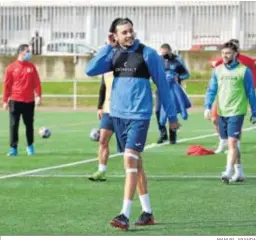  ?? MANUEL ARANDA ?? Rodri, en el entrenamie­nto de ayer en La Granja, es duda.