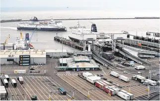  ?? PHOTO: REUTERS/PETER NICHOLLS ?? Uncertain times: The Port of Dover, in Kent, during a trial of how roads will cope in the case of a no-deal Brexit.