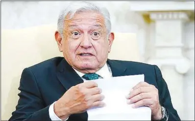  ?? (File Photo/AP/Susan Walsh) ?? Mexican President Andres Manuel Lopez Obrador speaks as he meets with President Joe Biden in the Oval Office of the White House in Washington on July 12. On Friday, The Associated Press reported on stories circulatin­g online incorrectl­y claiming the Mexican president endorsed Democratic candidate Beto O’Rourke for governor of Texas.