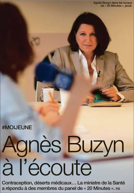  ??  ?? Agnès Buzyn dans les locaux de « 20 Minutes », jeudi.