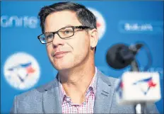  ?? CP PHOTO ?? Toronto Blue Jays general manager Ross Atkins talks to the media Tuesday in Toronto.