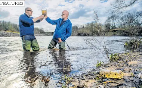  ??  ?? Shocking discovery: Jamie Woodward (right) and James Rothwell, sampling at the River Mersey; the River Tame, below