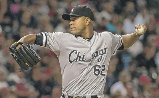  ??  ?? Sox left- hander Jose Quintana allowed one run and six hits in six innings Saturday against the Indians. He has pitched at least 200 innings four seasons in a row. | AP