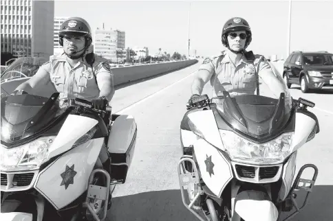  ?? — Photo courtesy of Warner Bros. Pictures ?? Peña, left, as Ponch and Shepard as Jon star in the action comedy ‘CHiPs’.