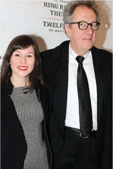  ?? Photo: Bruce Glikas/FilmMagic ?? CLAIMS MADE: Yael Stone and Geoffrey Rush pose at the opening night of Richard III on Broadway in 2013.