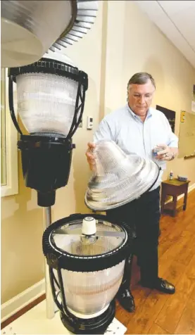  ?? STAFF FILE PHOTO BY ANGELA LEWIS FOSTER ?? Global Green Lighting President & CEO Don Lepard talks about his company’s lights in June 2016.