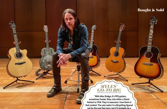  ??  ?? Myles has managed to amass a lot of gear over his career and rarely sells anything: “When I buy something, I’m committed to it,” he tells us