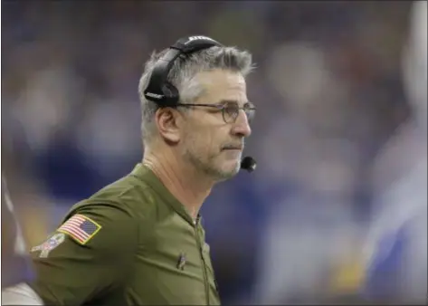  ?? DARRON CUMMINGS — THE ASSOCIATED PRESS ?? Indianapol­is head coach Frank Reich watches from the sideline during the second half against the Jacksonvil­le Jaguars in Indianapol­is on Sunday.