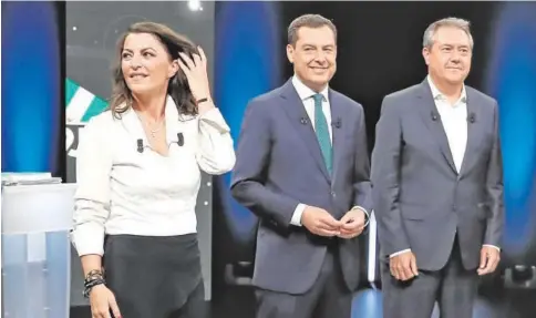  ?? // EFE ?? Olona, Moreno y Espadas en el debate electoral del pasado lunes en TVE