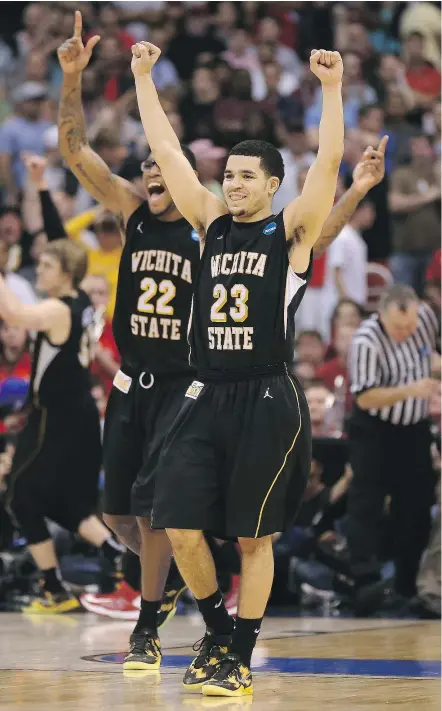  ?? — GETTY IMAGES FILES ?? Fred VanVleet, right, was a key member of a successful Wichita State team in his final year of college. He signed with the Toronto Raptors and is trying to win a spot on the opening roster.