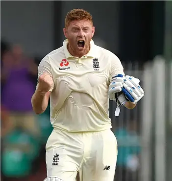  ?? GETTY IMAGES ?? Jonny Bairstow celebrates his 100 against Sri lLanka