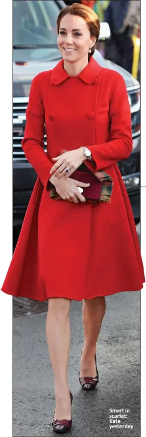  ??  ?? Smart in scarlet: Kate yesterday