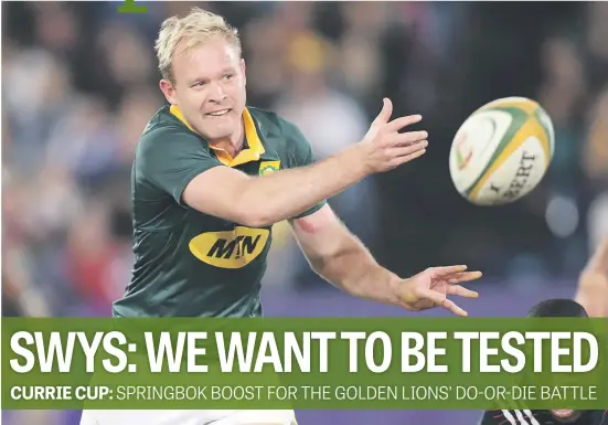  ?? Picture: Backpagepi­x ?? HEARTENING. The inclusion of scrumhalf Ross Cronje has bolstered the Lions ahead of their clash with the Cheetahs.