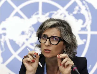  ?? ?? Francesca Albanese, FN:S särskilda rapportör för de ockuperade palestinsk­a områdena, skriver i en ny rapport att Israel brutit mot lagar i FN:S folkmordsk­onvention under sitt krig i Gaza.