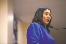  ?? Nina Riggio / Special to The Chronicle ?? San Francisco Mayor London Breed said that she’s “hopeful” the city can move forward in creating safe injection sites.