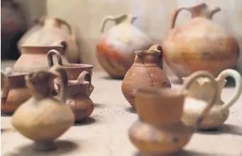  ??  ?? Pottery excavated from the area is displayed at Gordion Museum in Yassıhöyük, Ankara, Dec. 8, 2018.