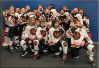  ?? SUBMITTED PHOTO ?? The peewee Tier 1 Hounds pose with moustache cookies they sold for charity this past weekend.