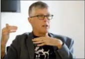  ?? MARK LENNIHAN — THE ASSOCIATED PRESS ?? Photo Impossible Foods CEO Pat Brown is interviewe­d in New York. As companies try to cater to Americans’ interest in lighter eating, the term “plant-based” is replacing “vegan” and “vegetarian” on some foods.