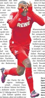  ?? FOTO: IMAGO (ARCHIV) ?? Da schau her: Kölns Torjäger Anthony Modeste konnte in dieser Saison bereits 25 Mal seinen „Brillen-Jubel“demonstrie­ren. Am Samstag nimmt er den Kasten von Bernd Leno ins Visier.