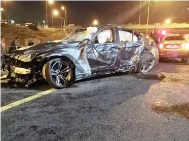 ?? ER24 ?? A 26-YEAR-old man was critically injured yesterday morning when his light motor vehicle crashed into the centre median on the N1 in Century City. |
