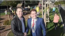  ??  ?? Ken Babington, Kilkerley Playground Associatio­n Committee, with Cllr. Liam Reilly, Chairman, Louth County Council.