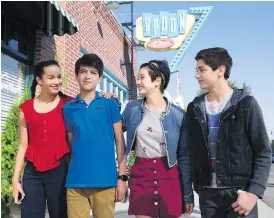  ?? FRED HAYES/DISNEY CHANNEL ?? Sofia Wylie, left, Joshua Rush, Peyton Elizabeth Lee and Asher Angel star in Disney Channel’s Andi Mack, which is receiving high praise for its gay coming-of-age story.