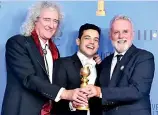  ??  ?? Dr. Brian May and Roger Taylor of Queen attended the ceremony with actor Rami Malek