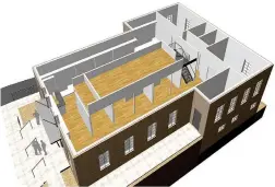  ?? Courtesy Image ?? Architectu­ral renderings by Matt Pearson illustrate plans to add an upper floor above the central part of the main floor of the Siloam Springs Museum. The additional space will be used for offices. The addition of the upper floor would free up space in...