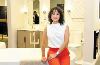  ?? ?? Clare Designs’ Vanessa Clare was excited to bring beautiful vanities, faucets, shower fixtures, toilets, and bathroom accessorie­s to the spotlight.