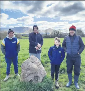  ?? (Pic: Marian Roche) ?? Members of Kilfinane Coshlea Historical Society, James O’Brien and Finbarr Connolly (left), pictured with young historian Billy O’Brien and Caimin O’Brien from the National Monuments Service.
