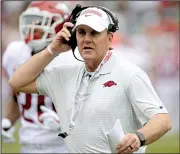  ?? NWA Democrat-Gazette/ANDY SHUPE ?? Arkansas Coach Chad Morris will lead the Razorbacks in games against Arkansas-Pine Bluff in 2021 and 2024. It will be the Hogs’ first games against an in-state opponent since they defeated Arkansas A&M (now Arkansas-Monticello) in 1944.