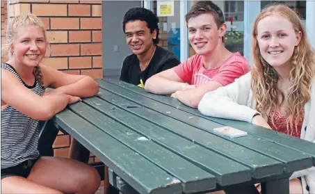  ?? Photo: ABBY BROWN ?? GOOD TEAM: From left, Matamata College head girl Caitlin Langlands and head boy Connor Paki and deputy boy Kieran Watkins and deputy head girl Ashleigh Leuthard.