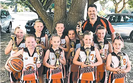  ??  ?? Under 10 girls (from left): Back: Bella Halliday, Tijana Bourne, Meg Cooper, Courteney McWhinney, coach Aaron Bryce, Emilia Corporente. Front: Jamie Chapman, Juliet Stacey, Olivia Bryce and Mikayla Sutcliffe.