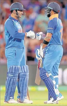  ?? AP ?? Kohli, who scored his 39th ODI ton, featured in a 82-run stand with Dhoni (55* off 54 balls) to help ■ India seal a six-wicket win in Adelaide on Tuesday. The third and final ODI is at MCG on Friday.