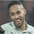  ??  ?? 0 A banana skin was aimed at Pierre-emerick Aubameyang.