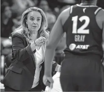  ?? Ethan Miller/Getty Images ?? Aces head coach Becky Hammon is building a program in Las Vegas she hopes will be as wellrespec­ted as the one she left in San Antonio, where she was an assistant coach for eight years.