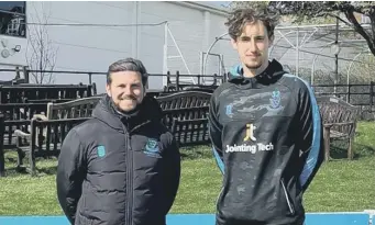  ?? ?? Jamie Atkins of Roffey and Sussex, right, with Community Cricket Director Gary Wallis-Tayler at Hove