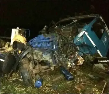  ??  ?? The truck which was involved in the accident at Kyle, Oulart.