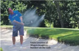  ??  ?? Louis Leveson of Wagos escapes a bunker on the 12th