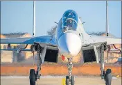  ?? ?? A J-16 fighter jet at a training base for People’s Liberation Army (PLA) naval aviation force in China’s Zhejiang Province.