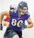  ?? SHAWN HUBBARD/RAVENS ?? As a rookie, tight end Crockett Gillmore surprised even some Ravens officials.