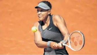 ?? USA TODAY SPORTS ?? Naomi Osaka of Japan, seen here during her first-round match at the French Open in Paris on Sunday, has cited her mental wellbeing for withdrawin­g from the Grand Slam tournament.