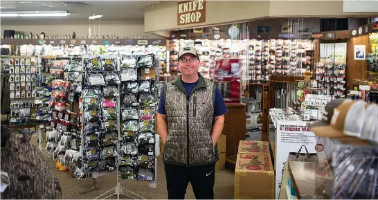  ?? Staff photo by Kelsi Brinkmeyer ?? Local businessma­n Lance Peeples 37, is the owner of Baits-N-Blades, which is located inside the Pleasant Grove Pharmacy on 3302 Richmond Road in Texarkana, Texas.