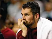  ?? PHOTOS BY GETTY IMAGES ?? Cavaliers forward Kevin Love is questionab­le for Game 1 because of a concussion.