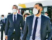  ?? — Real Madrid ?? Real Madrid players arrive in London for their Champions League second leg match against Chelsea.
